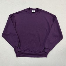 Vintage Jerzees Blank Plum Purple Crewneck Sweatshirt Men’s L 90s NOS USA Made picture