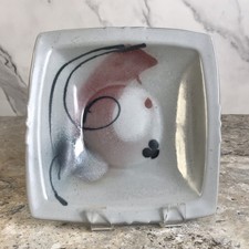 LOREN LUKENS SIGNED POTTERY ABSTRACT PATTERN SQUARE SHAPED BOWL picture