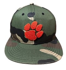 Nike Clemson Tigers Paw Print Camo Snapback Cap Hat Orange Brim One Size New  picture