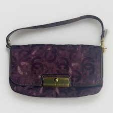 Coach Kristin Clutch Wristlet Gunmetal Purple Signature Jaquard Vintage OP Art picture