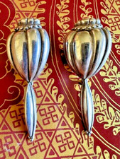 Vintage Heavy Sterling Silver Dangle Earrings 2 1/2