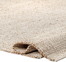 Hand Woven Jute Cotton Area Rug 8' x 10' - Rustic Farmhouse Boho Decor picture