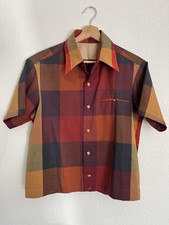 Vintage 50s 60s Rockabilly Jac Shirt Color Block Side Tab Waist Boxy Medium picture