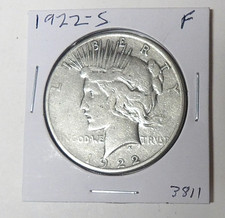 1922-S Peace Silver Dollar Fine Cleaned San Francisco Mint Coin (4.12) picture