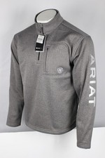Ariat Men's Tek Team 1/4 Zip Sweatshirt Fleece Raven Heather Gray 10070400 picture