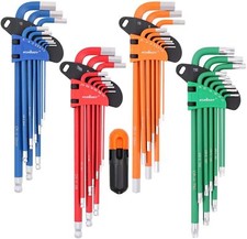 HORUSDY Hex Key Allen Wrench Set SAE & Metric Star Long Arm Ball End Industrial picture