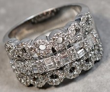 Modern Estate 14K White Gold 2.25ctw Diamond Tri-Level Circular Cocktail Ring picture