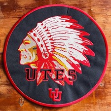 Utah Utes Embroidered Patch Tote Bag Indian Feather Head Dress Aztec Large 12x12 picture