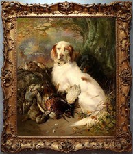 Handmade Old Master-Art Antique Oil Painting Animal Hound dogs on canvas picture