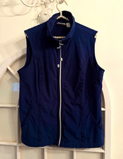 Zenergy by Chico's Women's Navy Sleeveless Full Zip Vest w/ Pockets Sz 2 picture