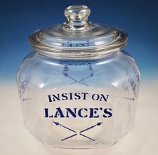 RARE 1930s Octagonal 8 Sided Insist on Lance's Cracker Store Counter Display Jar picture