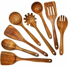 Zulay Kitchen Teak Wood Kitchen Utensil Set 8-Piece Set picture