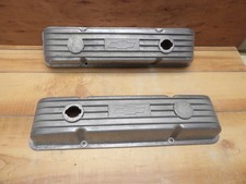 Bowtie Ansen Valve Covers Small Block Chevy 283 327 350 Finned Aluminum Vintage picture