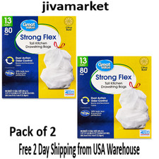 Strong Flex 13-Gallon Drawstring Tall Trash Bags,Citrus Burst,80 Count each-2 Pk picture