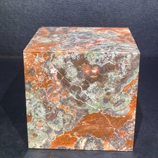 2.51LB 80mm Natural Money Agate Cube Carving Crystal Ornament Gift picture