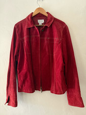 Mens Vintage 100% Genuine Red Suede Leather Jacket  Biker (1X fits like a L) picture