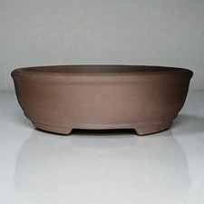 XX-Large Brown Unglazed Clay Oval Bonsai Tree Pot Planter 14.2 x 11.7 inch picture