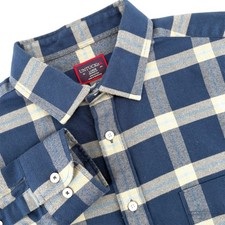 UNTUCKit Vougeot Blue Plaid Flannel Shirt Mens Large Relaxed Fit 40342 Cotton picture