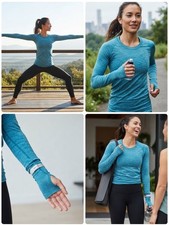 Lululemon Turquoise Blue Space Dye Swiftly Tech Long Sleeve Size 6 picture