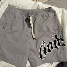 Godspeed OG Logo Nylon Shorts Grey Black Size Large XXL Brand New picture