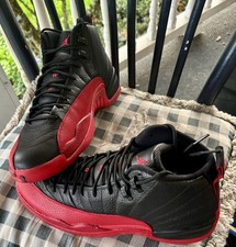 NIB 2016 Nike Air Jordan 12 Retro Flu Game Size 12 Men OG Black/Red picture