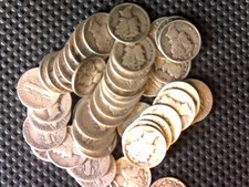 Roll of 50 Mercury Silver Dimes $5 Face P, D, S mints nice lots No Culls picture