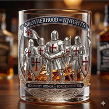 Brotherhood of Knights Bound By Honor Forged In Steel Whiskey Glass picture