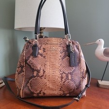 Coach F35271 Minetta Satchel Python Embossed Leather Tan Brown Crossbody Bag picture