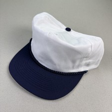 Vintage White Hat Cap Snapback Navy Blue Otto Twill Rope Blank Baseball Golf 90s picture