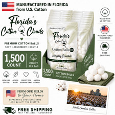 1500 Cotton Balls Made in USA Natural Cotton Soft, 15 PACK 100 Count Each picture