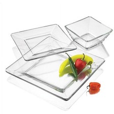 Mainstays 12-Piece Square Clear Glass Dinnerware Set picture