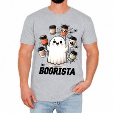 Funny Ghost Mens T-Shirt Boorista Halloween Retro Summer Coffee Lover Gift picture