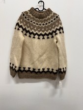 70s vintage Icelandic Frosty Men's Wool Knit Fair Isle Crewneck Pullover Sweater picture