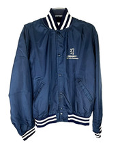 Vtg Peugeot Motorsport Racing Blue Snap Button Satin Bomber Jacket Y2K Size L picture