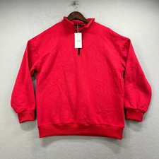 Trendy Queen Quarter Zip Sweatshirt Womens M Red Fleece Athleisure Pullover NEW picture