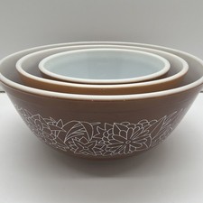 Pyrex Woodland Pattern Vintage Mixing Nesting Bowls #401 #402 #403 | Set of 3 picture