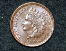1908 p Indian Head Cent * CHOICE GEM BU * RED LUSTER * FULL LIBERTY * 4 diamonds picture