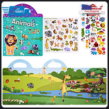 88 Piece Animal Reusable Sticker Book for Kids - Waterproof TPE and PVC picture