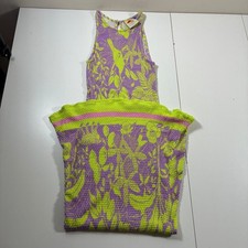 Farm Rio Dress Midi Dress Women Medium Purple Green Smocked Floral Tropical picture