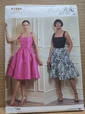 Vogue V1884 Dress w Square Neckline, Diagonal Gathers & Pockets Sz 6-14 UNCUT picture