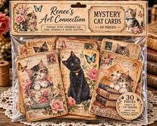 Vintage Cat Cards Mystery Pack 30 Pieces Junk Journal Ephemera picture