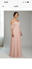 Morilee Madeline Gardner Blush Pink Chiffon Off Shoulder Bridesmaid Gown Sz 22 picture