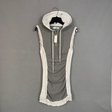 Daily Practice Hoodie Dress Womens Small Grey Lace Trim Ruched Boho Sleeveless picture