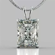 3.00Ct Radiant Cut Lab-Created Diamond Women's Pendant 14K White Gold Plated picture