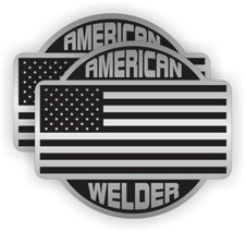 pair - American Welder Welding Helmet Stickers  Hard Hat Decals Labels USA picture