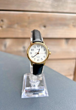 Timex T20433 Easy Reader 25mm Women’s Watch Gold Tone Black Leather NEW No Box picture