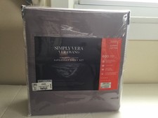 Simply Vera Wang 100% Supima Cotton 600TC Queen Plum Set NIP picture