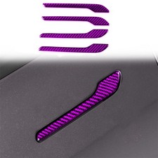 For Tesla 3 2023-2026 Purple Carbon Fiber Exterior Side Door Handle Cover Trim picture