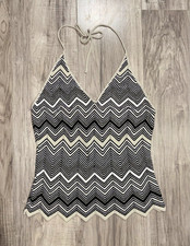 Vintage 2000’s Y2K Black & White Chevron Halter Top S  picture