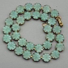 Czech Glass Flower Necklace Gold-Tone Vintage 14